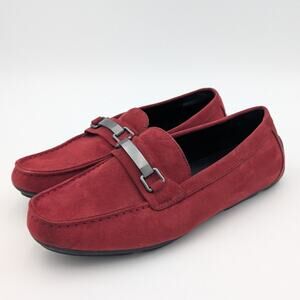 Alfani Egan Driving Men's Loafer Shoes Bit Buckle Square Toe Red Size US8.5M